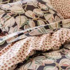 Becquet Linge de lit percale motif feuillage - CRÉATION< Housse De Couette|Linge De Lit Fantaisie, Linge De Lit Brodé