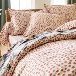 Becquet Linge de lit percale motif feuillage - CRÉATION< Housse De Couette|Linge De Lit Fantaisie, Linge De Lit Brodé