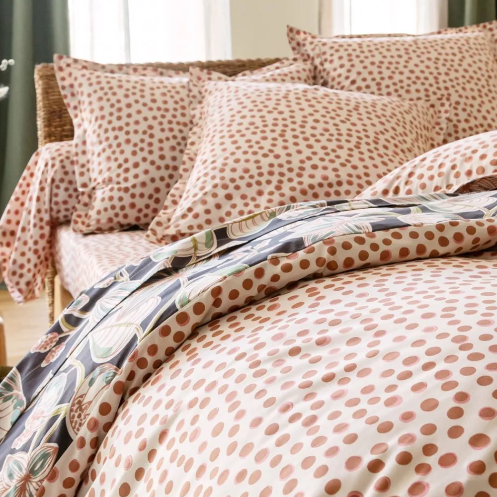 Becquet Linge de lit percale motif feuillage - CRÉATION< Housse De Couette|Linge De Lit Fantaisie, Linge De Lit Brodé