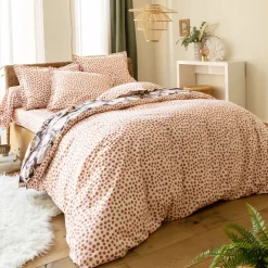 Becquet Linge de lit percale motif feuillage - CRÉATION< Housse De Couette|Linge De Lit Fantaisie, Linge De Lit Brodé