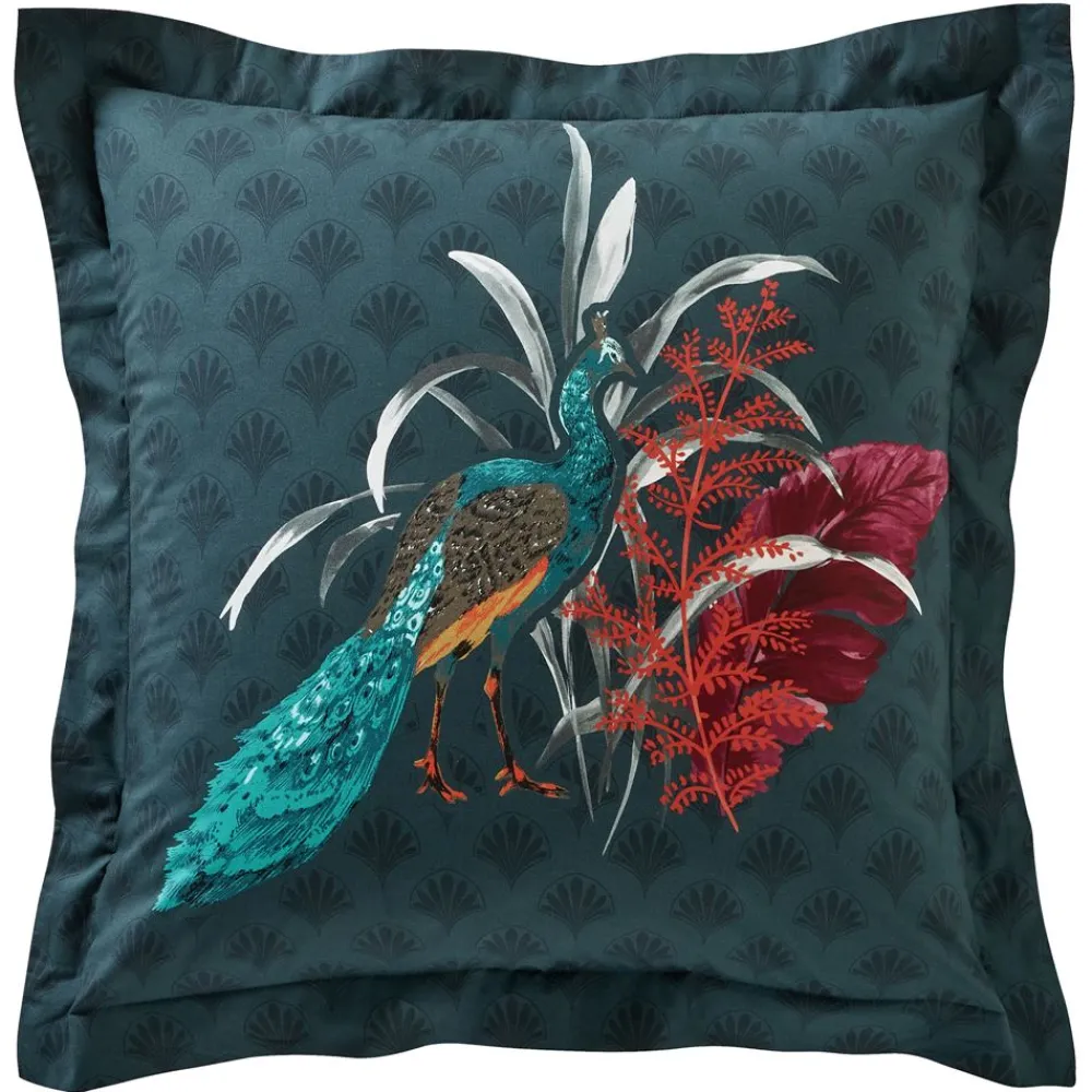 Becquet Linge de lit percale motif fleurs et paons - CRÉATION< Les Matières|Housse De Couette