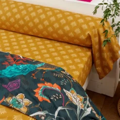 Becquet Linge de lit percale motif fleurs et paons - CRÉATION< Les Matières|Housse De Couette