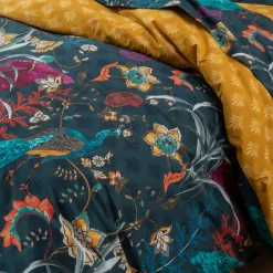 Becquet Linge de lit percale motif fleurs et paons - CRÉATION< Les Matières|Housse De Couette