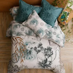 Becquet Linge de lit percale motif feuillage et rosaces - CRÉATION<Enfant Linge De Lit Ado, Housse De Couette|Linge De Lit Fantaisie, Linge De Lit Brodé
