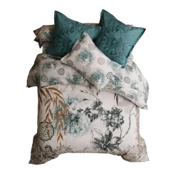 Becquet Linge de lit percale motif feuillage et rosaces - CRÉATION<Enfant Linge De Lit Ado, Housse De Couette|Linge De Lit Fantaisie, Linge De Lit Brodé