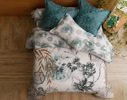 Becquet Linge de lit percale motif feuillage et rosaces - CRÉATION<Enfant Linge De Lit Ado, Housse De Couette|Linge De Lit Fantaisie, Linge De Lit Brodé