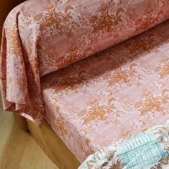 Becquet Linge de lit percale motif kiosque et feuillage - CRÉATION< Housse De Couette|Linge De Lit Fantaisie, Linge De Lit Brodé