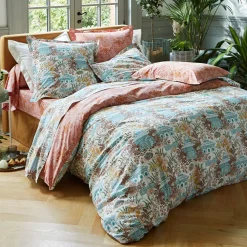 Becquet Linge de lit percale motif kiosque et feuillage - CRÉATION< Housse De Couette|Linge De Lit Fantaisie, Linge De Lit Brodé
