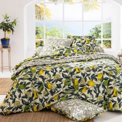Becquet Linge de lit percale motif citrons - CRÉATION< Housse De Couette|Linge De Lit Fantaisie, Linge De Lit Brodé