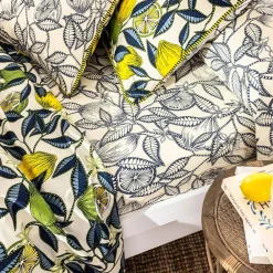 Becquet Linge de lit percale motif citrons - CRÉATION< Housse De Couette|Linge De Lit Fantaisie, Linge De Lit Brodé