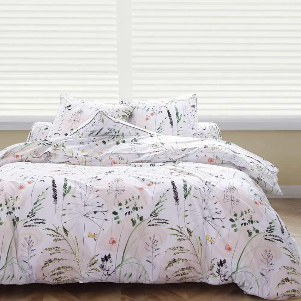 Becquet Linge de lit percale motif végétal - CRÉATION< Les Matières|Housse De Couette