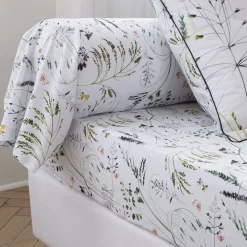 Becquet Linge de lit percale motif végétal - CRÉATION< Les Matières|Housse De Couette