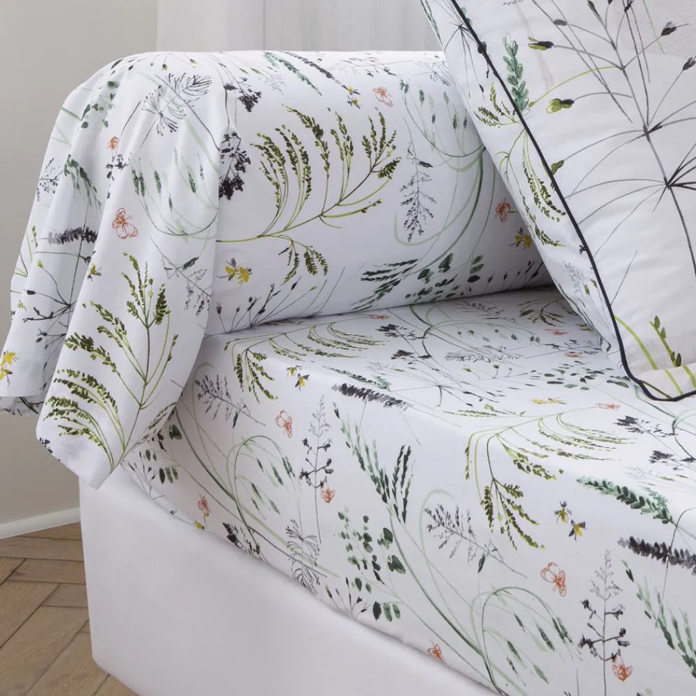 Becquet Linge de lit percale motif végétal - CRÉATION< Les Matières|Housse De Couette