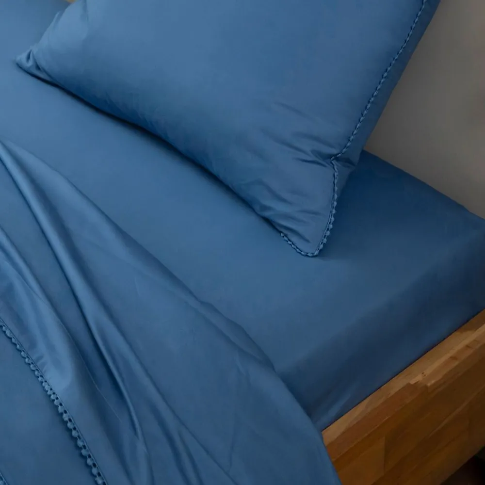 Becquet Linge de lit percale pompons - CRÉATION< Les Matières|Housse De Couette