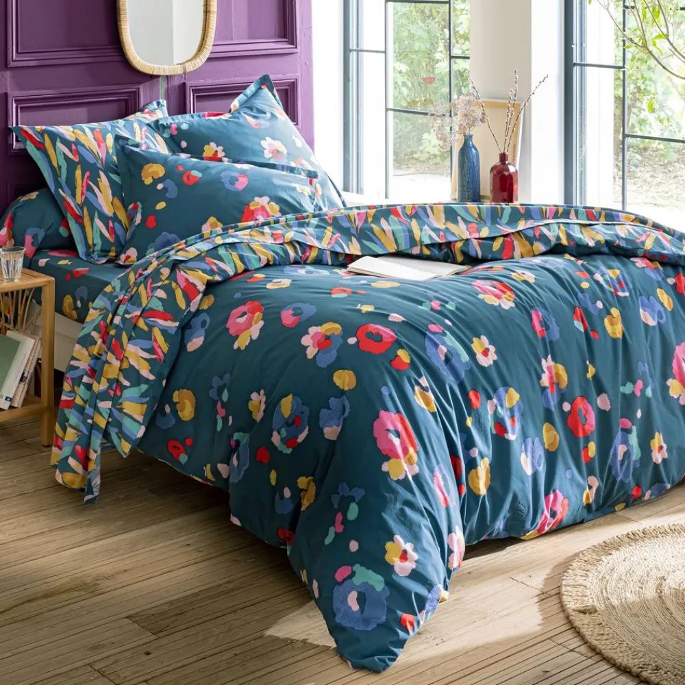 Becquet Linge de lit plumes colorées - CRÉATION< Housse De Couette|Linge De Lit Fantaisie, Linge De Lit Brodé