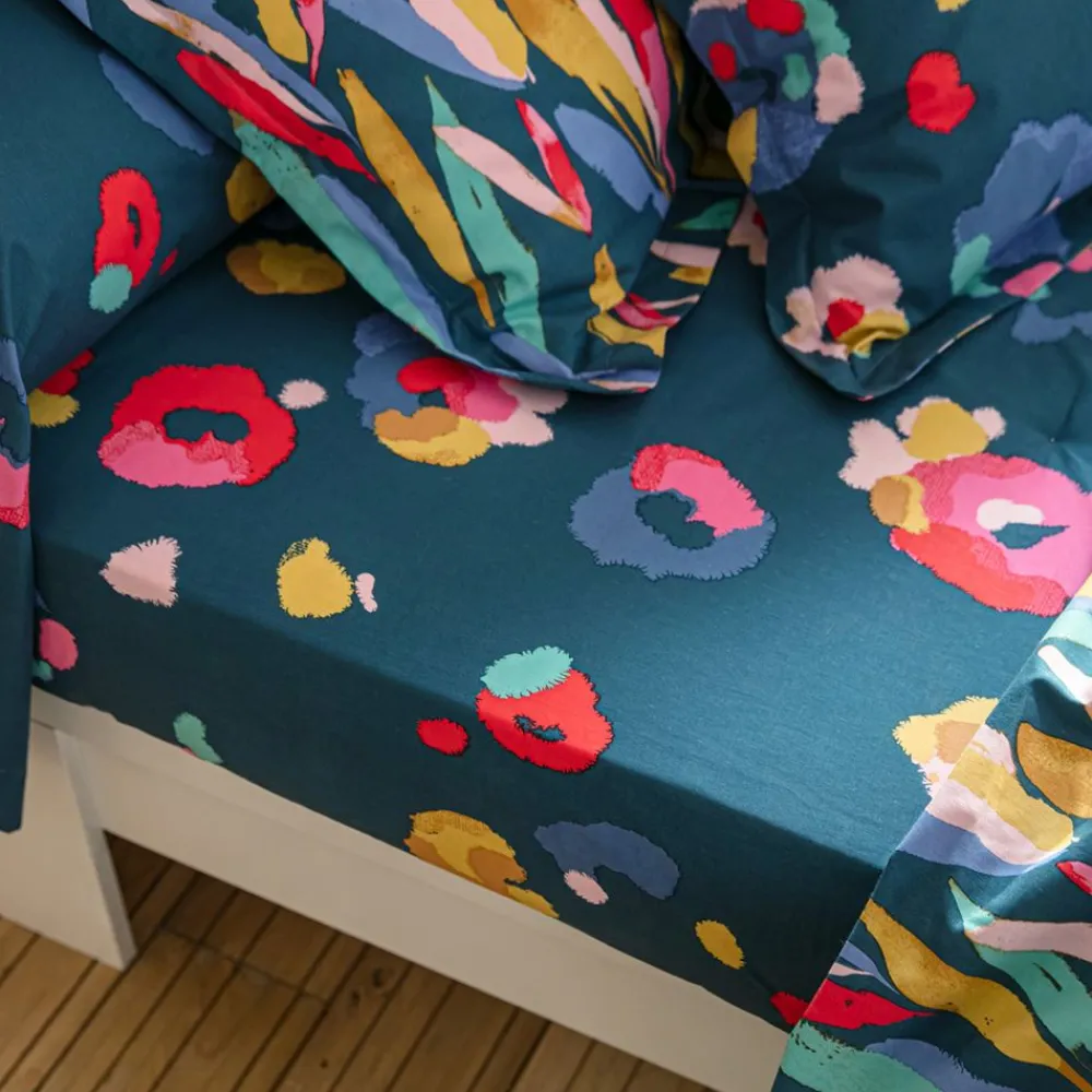 Becquet Linge de lit plumes colorées - CRÉATION< Housse De Couette|Linge De Lit Fantaisie, Linge De Lit Brodé