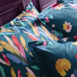 Becquet Linge de lit plumes colorées - CRÉATION< Housse De Couette|Linge De Lit Fantaisie, Linge De Lit Brodé