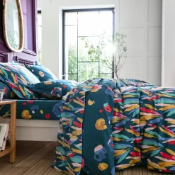 Becquet Linge de lit plumes colorées - CRÉATION< Housse De Couette|Linge De Lit Fantaisie, Linge De Lit Brodé