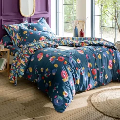 Becquet Linge de lit plumes colorées - CRÉATION< Housse De Couette|Linge De Lit Fantaisie, Linge De Lit Brodé