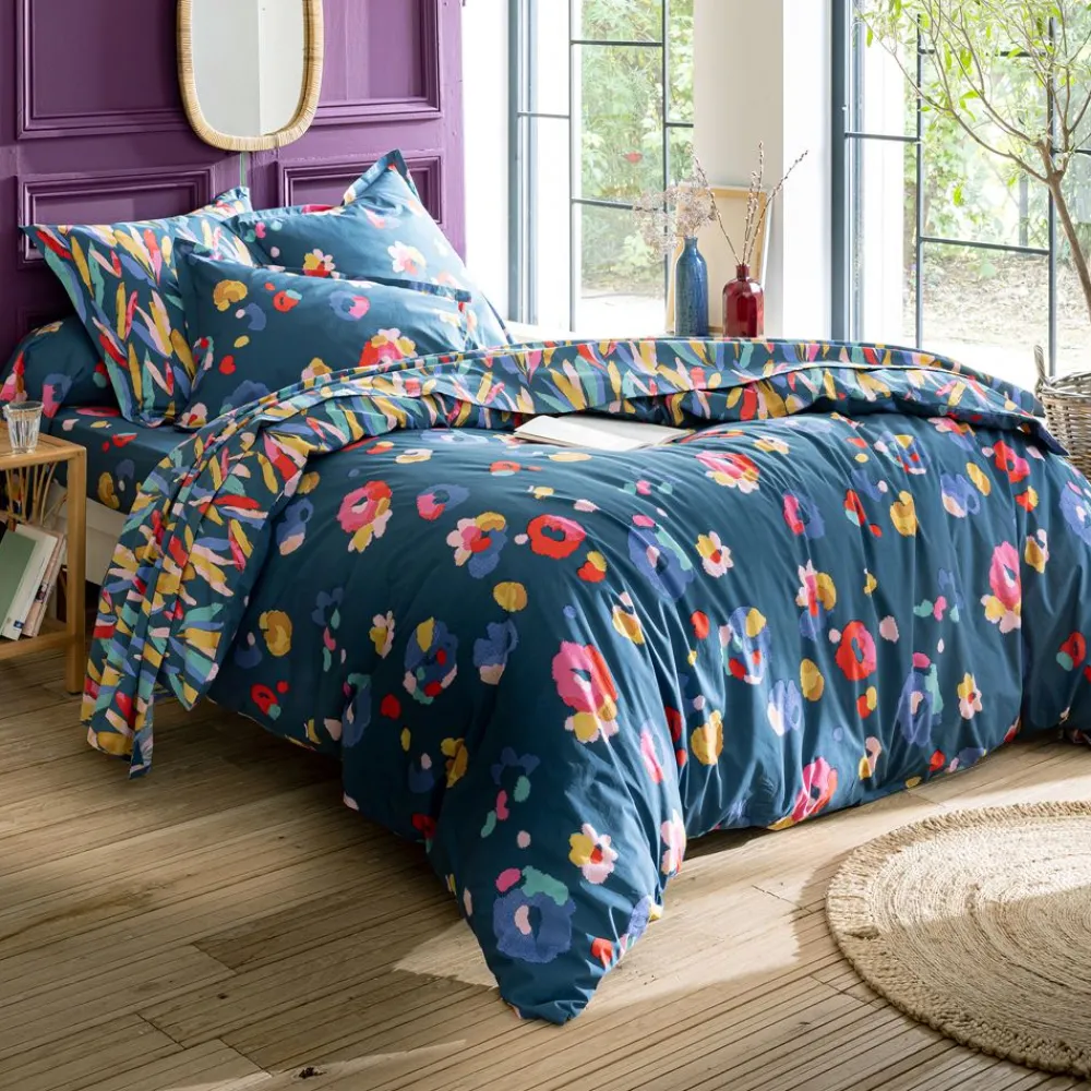 Becquet Linge de lit plumes colorées - CRÉATION< Housse De Couette|Linge De Lit Fantaisie, Linge De Lit Brodé