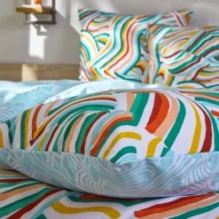 Becquet Linge de lit polycoton motif vagues - CRÉATION< Housse De Couette|Linge De Lit Fantaisie, Linge De Lit Brodé