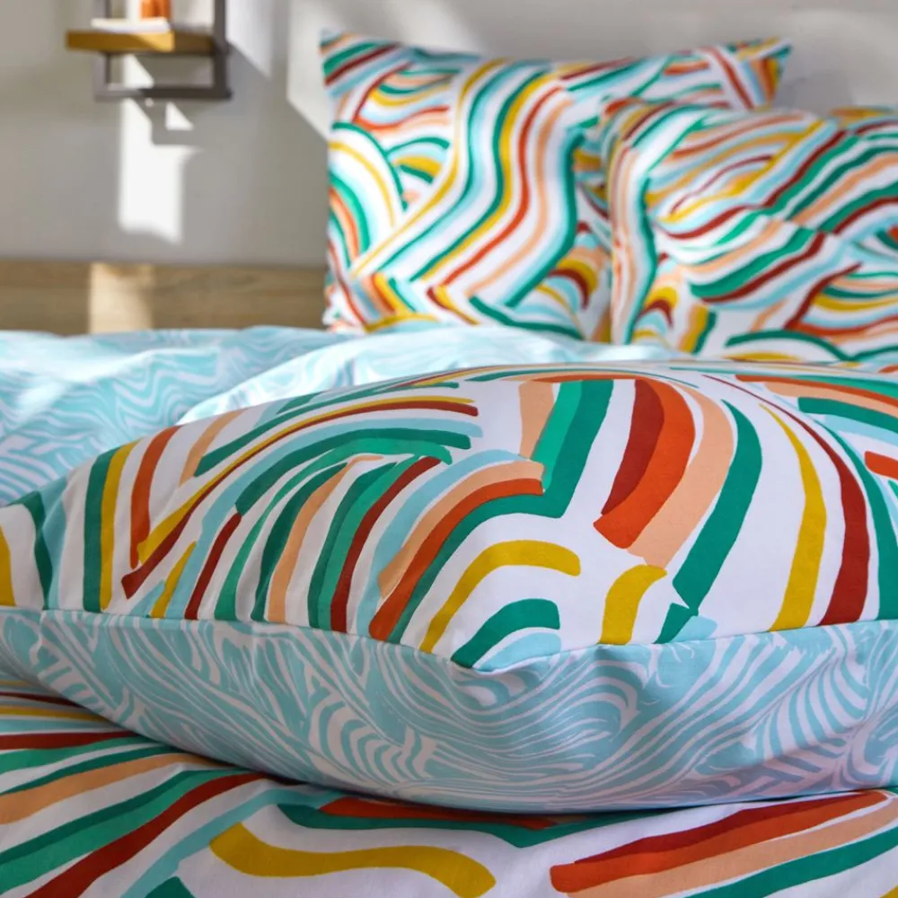 Becquet Linge de lit polycoton motif vagues - CRÉATION< Housse De Couette|Linge De Lit Fantaisie, Linge De Lit Brodé