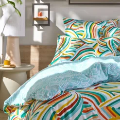 Becquet Linge de lit polycoton motif vagues - CRÉATION< Housse De Couette|Linge De Lit Fantaisie, Linge De Lit Brodé