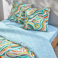 Becquet Linge de lit polycoton motif vagues - CRÉATION< Housse De Couette|Linge De Lit Fantaisie, Linge De Lit Brodé