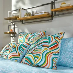Becquet Linge de lit polycoton motif vagues - CRÉATION< Housse De Couette|Linge De Lit Fantaisie, Linge De Lit Brodé