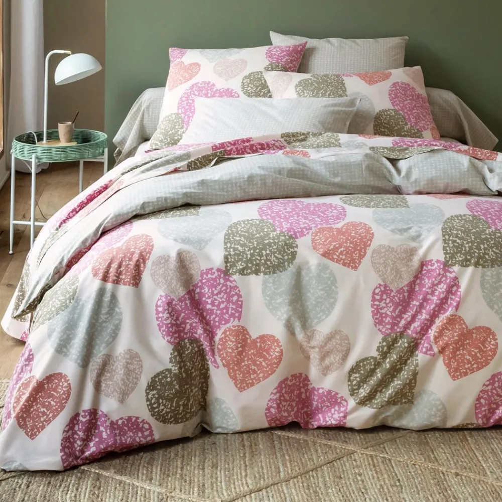 Becquet Linge de lit polycoton motif cœurs - CRÉATION< Housse De Couette|Linge De Lit Fantaisie, Linge De Lit Brodé
