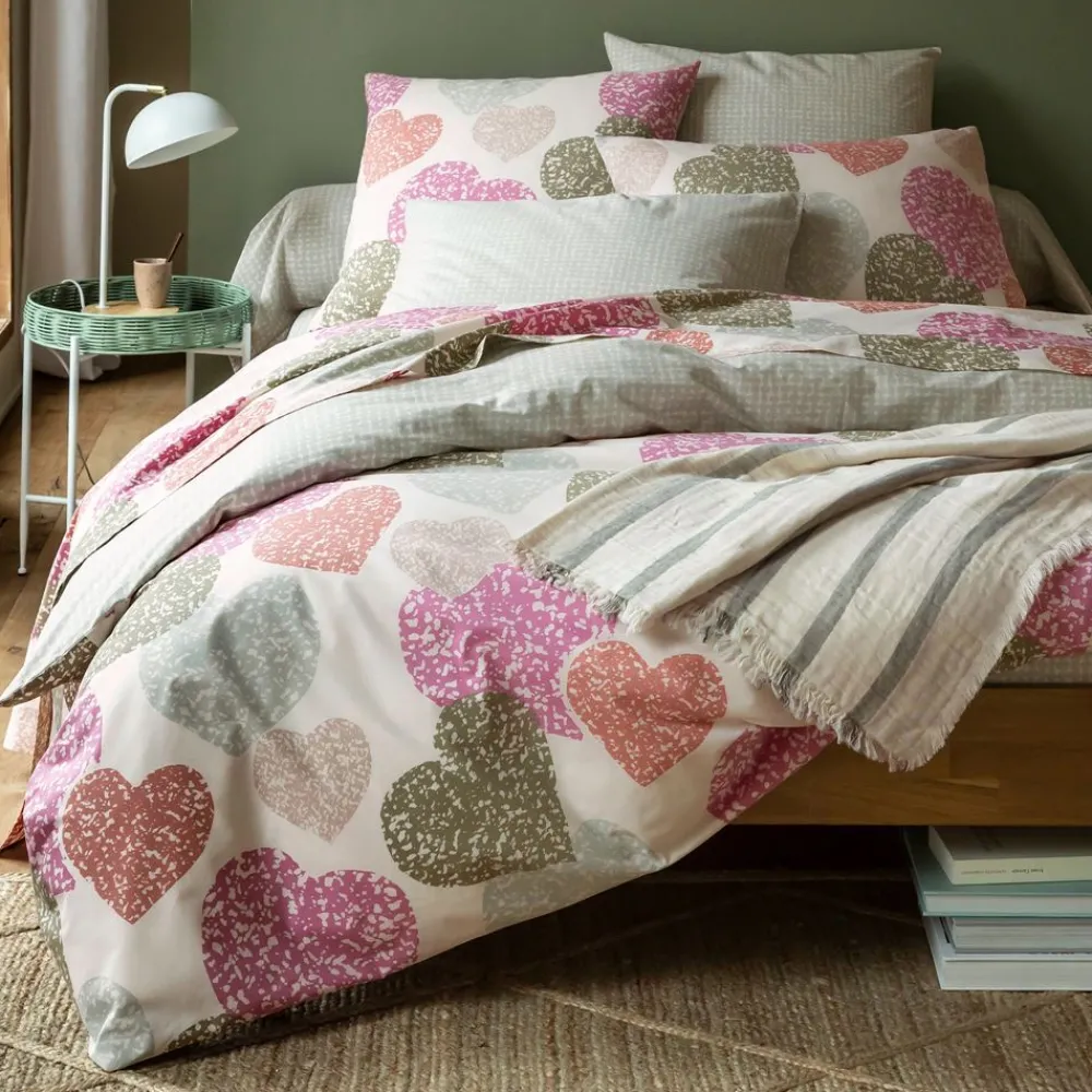 Becquet Linge de lit polycoton motif cœurs - CRÉATION< Housse De Couette|Linge De Lit Fantaisie, Linge De Lit Brodé