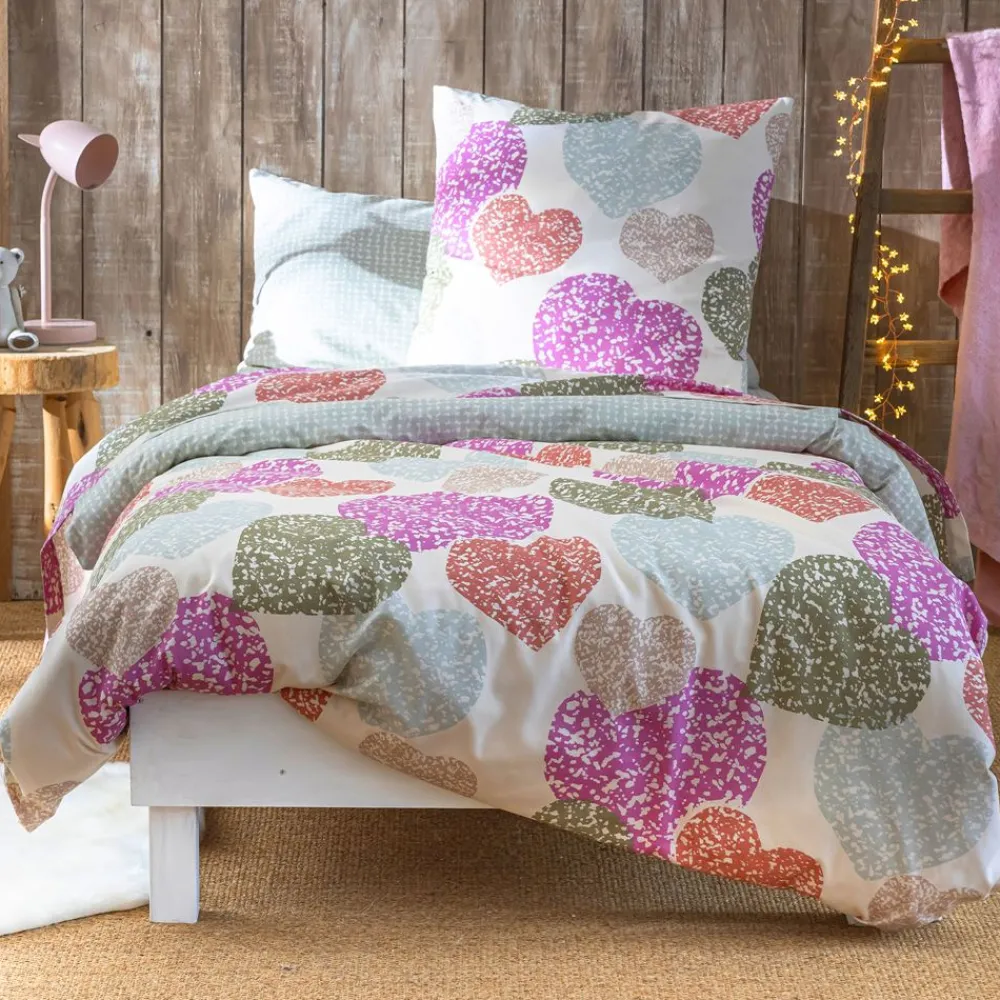 Becquet Linge de lit polycoton motif cœurs - CRÉATION< Housse De Couette|Linge De Lit Fantaisie, Linge De Lit Brodé