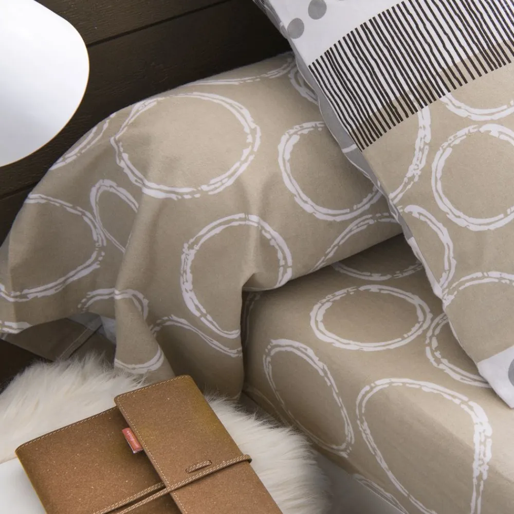 Becquet Linge de lit polycoton rayures et cercles - CRÉATION< Housse De Couette|Linge De Lit Fantaisie, Linge De Lit Brodé