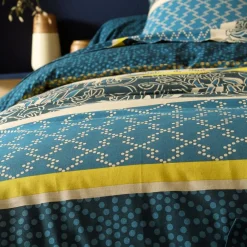 Becquet Linge de lit polycoton rayures et micro-motif - CRÉATION< Housse De Couette|Linge De Lit Fantaisie, Linge De Lit Brodé