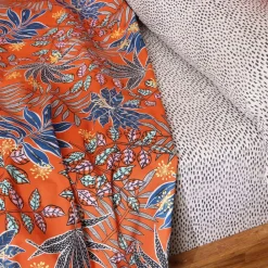 Becquet Linge de lit polycoton style wax fleurs stylisées - CRÉATION< Les Matières|Housse De Couette
