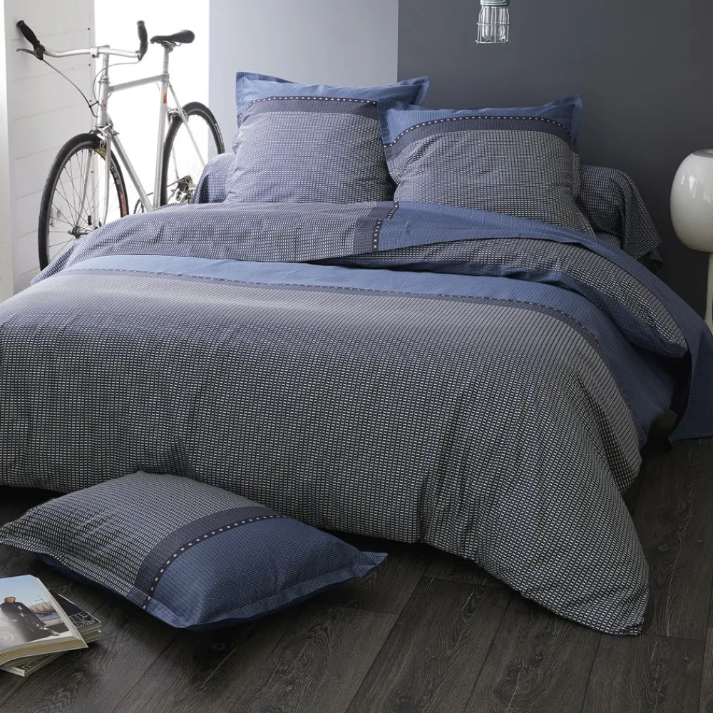 Becquet Linge de lit satin de coton micromotifs géométriques< Les Matières|Housse De Couette