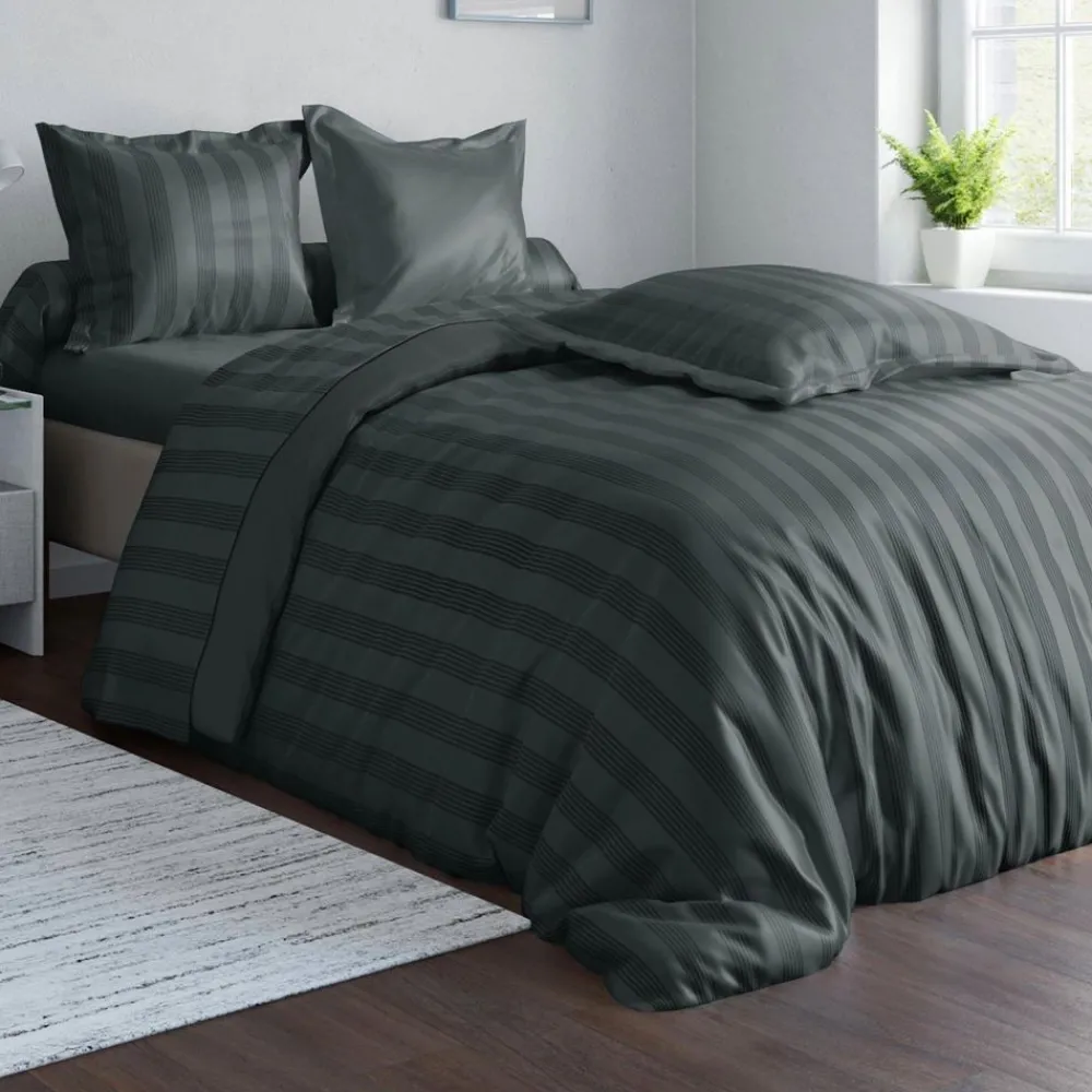 Becquet Linge de lit satin de coton uni et rayé Lauréat< Les Matières|Housse De Couette