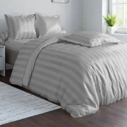 Becquet Linge de lit satin de coton uni et rayé Lauréat< Les Matières|Housse De Couette