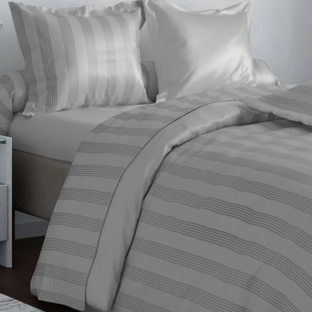 Becquet Linge de lit satin de coton uni et rayé Lauréat< Les Matières|Housse De Couette