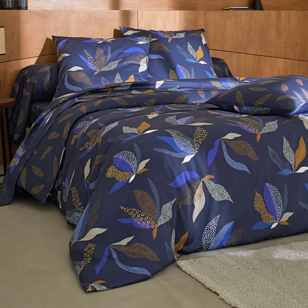 Becquet Linge de lit satin de coton motif feuillage stylisé - CRÉATION< Housse De Couette|Linge De Lit Fantaisie, Linge De Lit Brodé