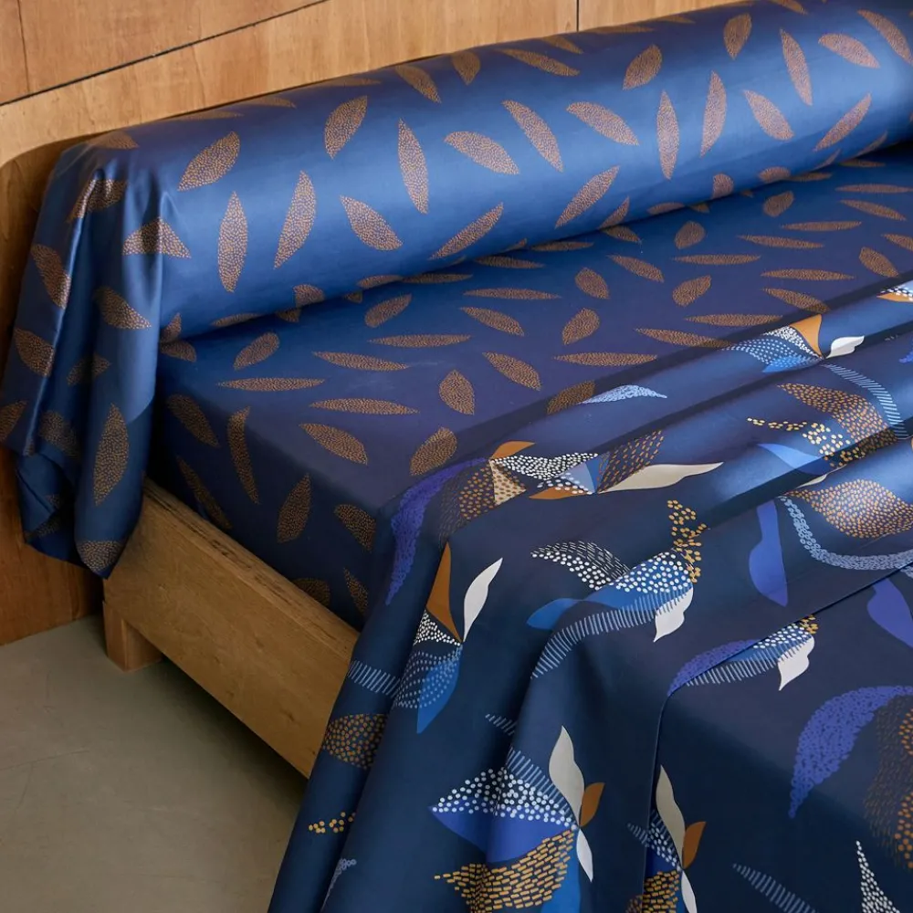 Becquet Linge de lit satin de coton motif feuillage stylisé - CRÉATION< Housse De Couette|Linge De Lit Fantaisie, Linge De Lit Brodé