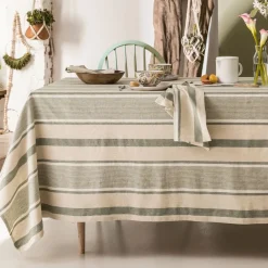 Becquet Linge de table en coton et lin à rayures - CRÉATION< Les Matières