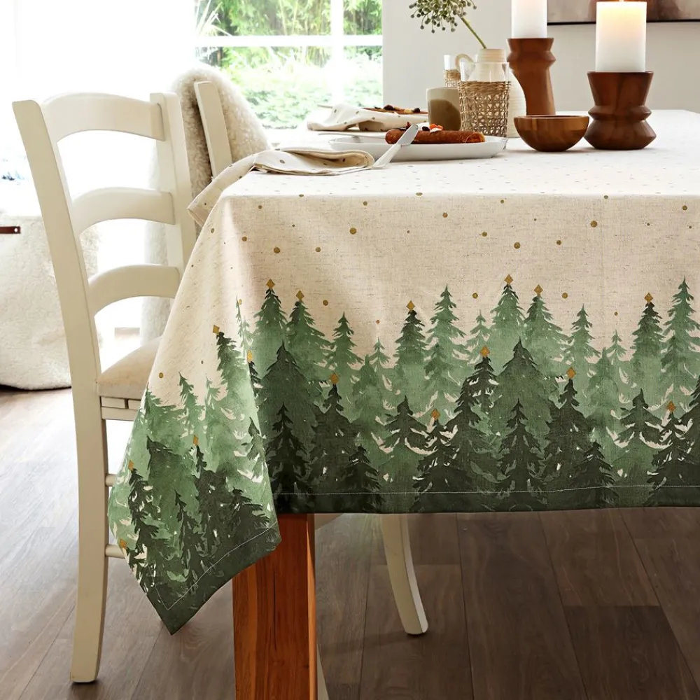 Becquet Linge de table imprimé pois et sapins - CRÉATION< Nappe Fantaisie|Les Matières