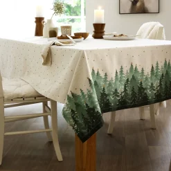 Becquet Linge de table imprimé pois et sapins - CRÉATION< Nappe Fantaisie|Les Matières