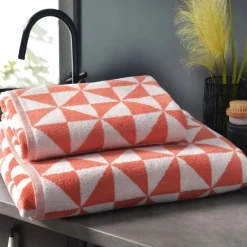 Becquet Linge de toilette à motifs géométriques - 450 g/m² - CRÉATION< Serviette De Bain Fantaisie|Les Matières