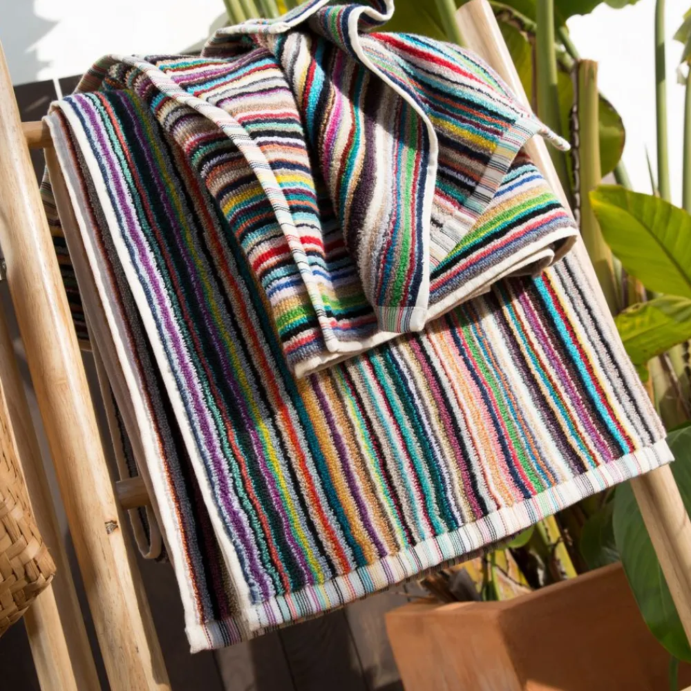 Becquet Linge de toilette à rayures multicolores - 480 g/m²< Serviette De Bain Fantaisie