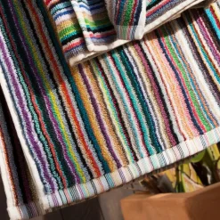 Becquet Linge de toilette à rayures multicolores - 480 g/m²< Serviette De Bain Fantaisie