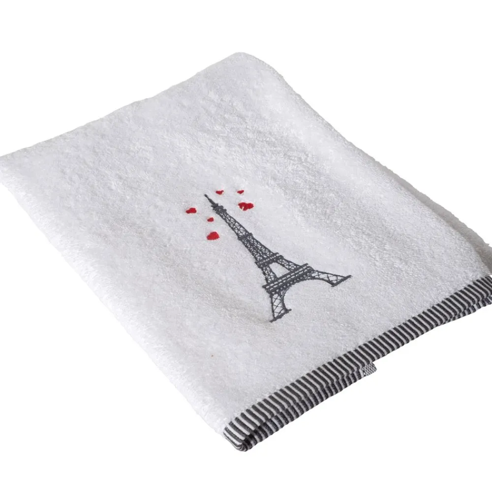 Becquet Linge de toilette brodé Tour Eiffel - 500 g/m² - CRÉATION< Serviette De Bain Fantaisie|Les Matières
