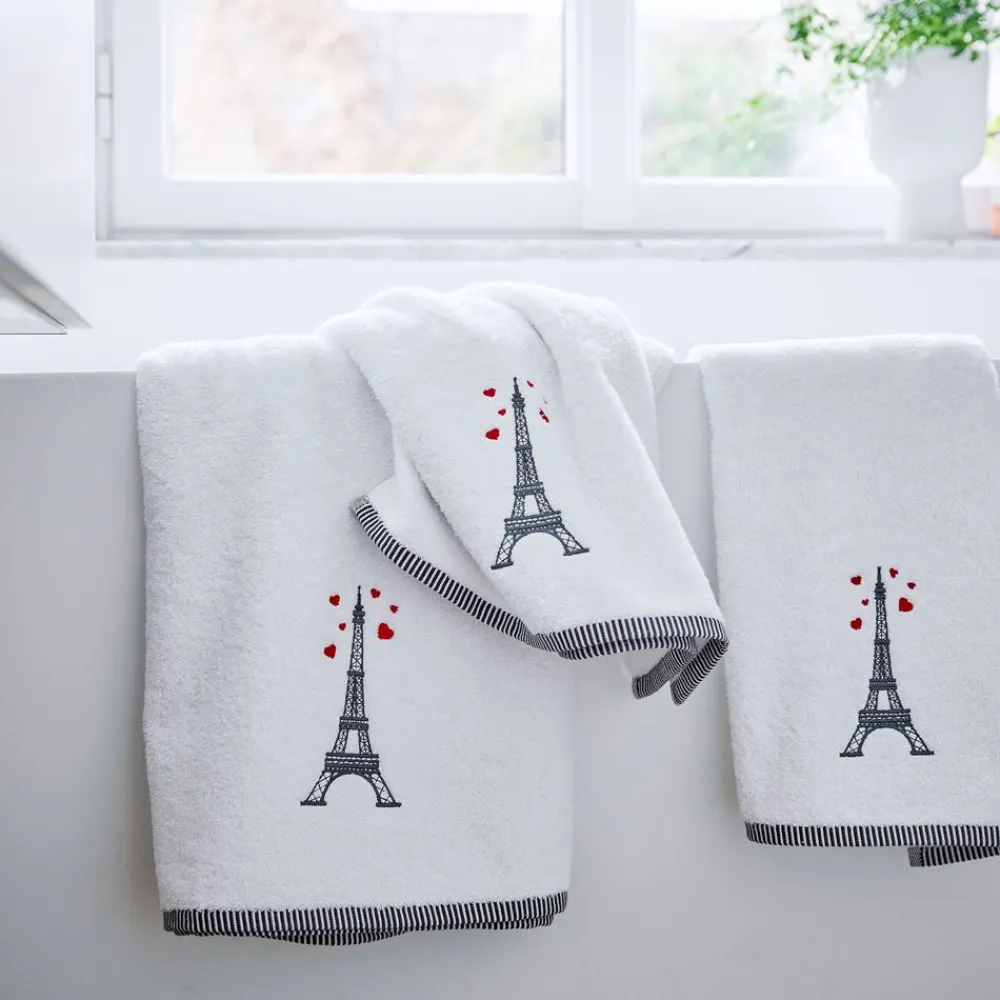 Becquet Linge de toilette brodé Tour Eiffel - 500 g/m² - CRÉATION< Serviette De Bain Fantaisie|Les Matières