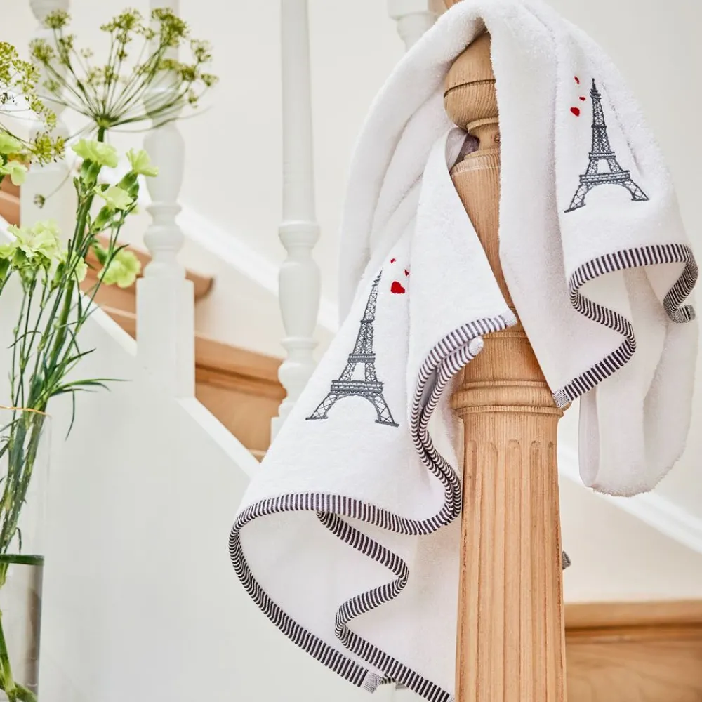 Becquet Linge de toilette brodé Tour Eiffel - 500 g/m² - CRÉATION< Serviette De Bain Fantaisie|Les Matières